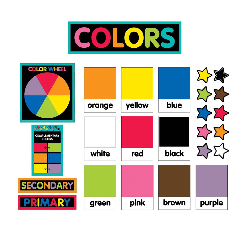 Schoolgirl 26pc Color Cards Mini Bulletin Board Set - Essential Teaching Kit