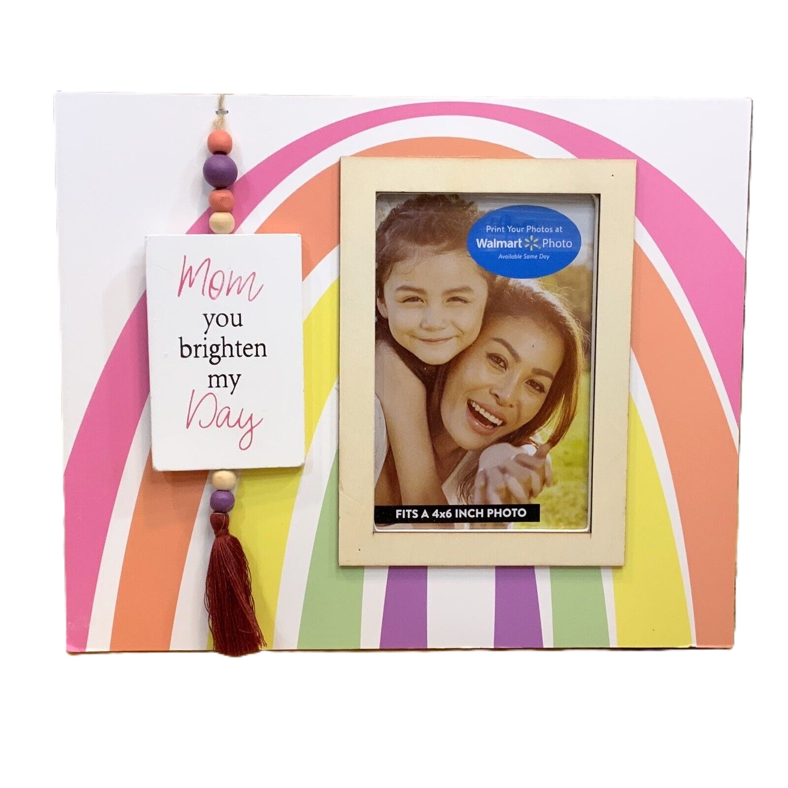 Mother’s Day Rainbow Photo Frame – “Mom, You Brighten My Day” – 4x6"