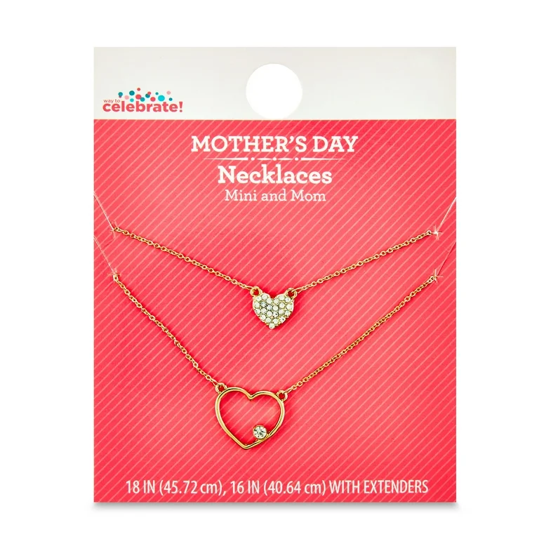 Mother's Day Mini & Mom Heart Necklace Set, Way to Celebrate