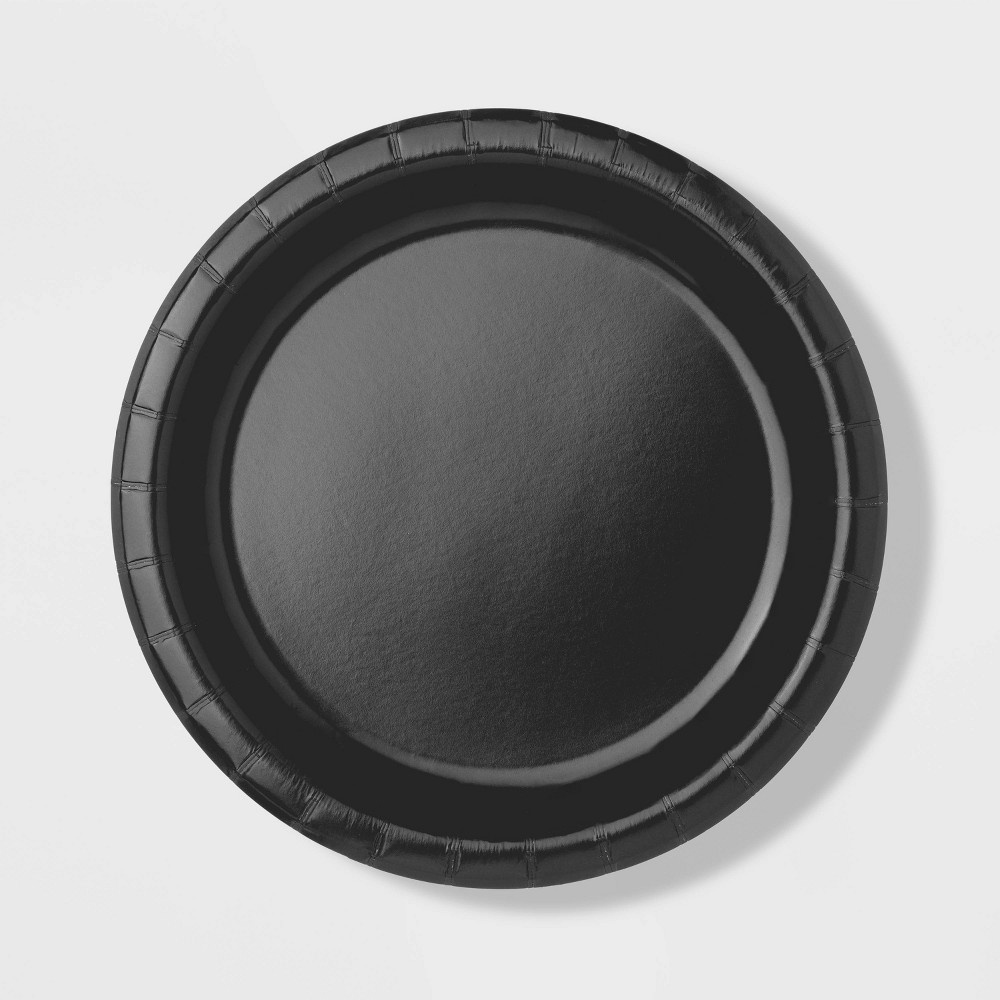 8.5" Black Dinner Paper Plates 20ct- Spritz