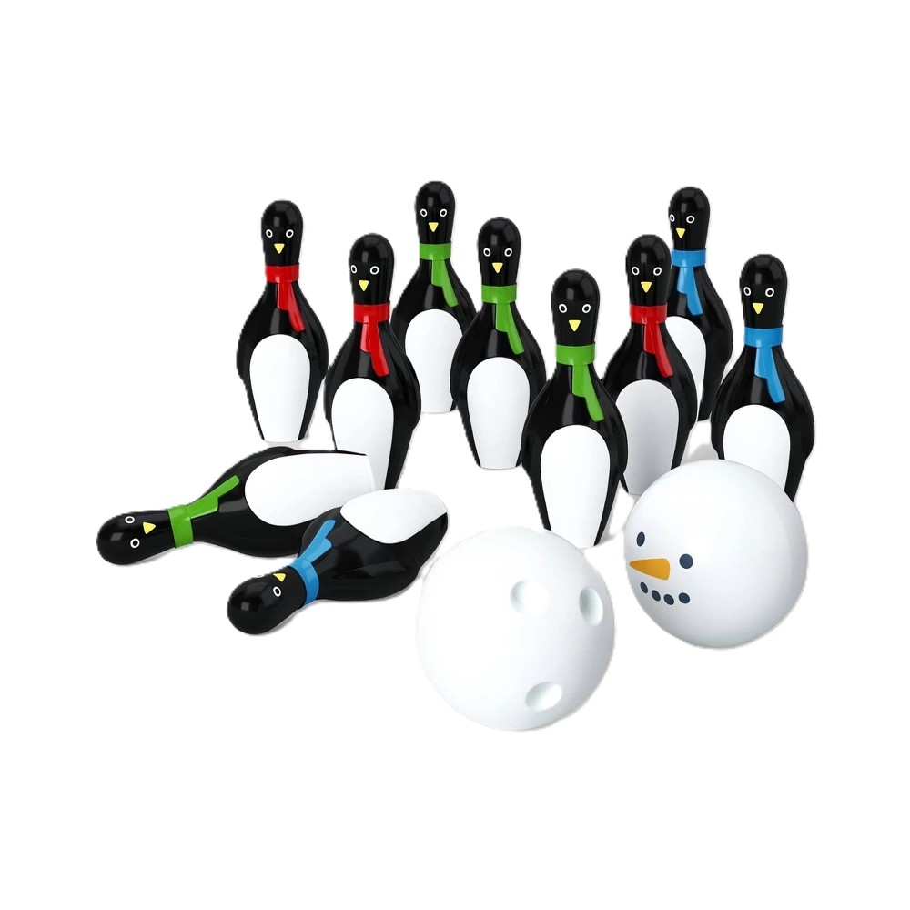 12pc Penguin and Snowman Bowling Christmas Party Game Kit – Black/White | Wondershop™