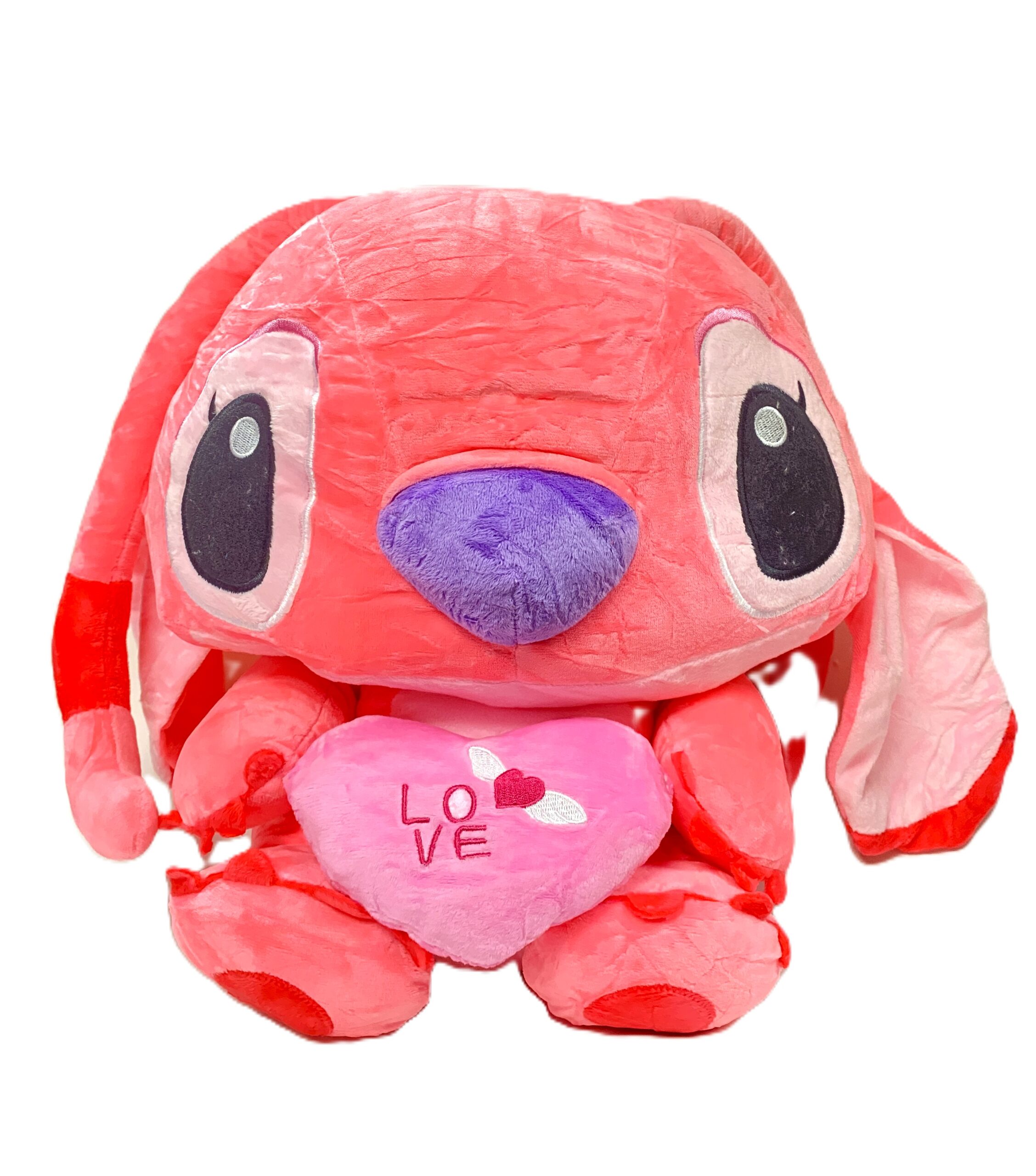 16" Pink Angel (Stitch) Heart Plushie