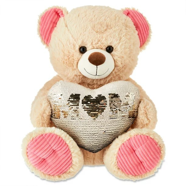 Way To Celebrate Mother's Day 'Gold Sequin Heart' Plush Bear