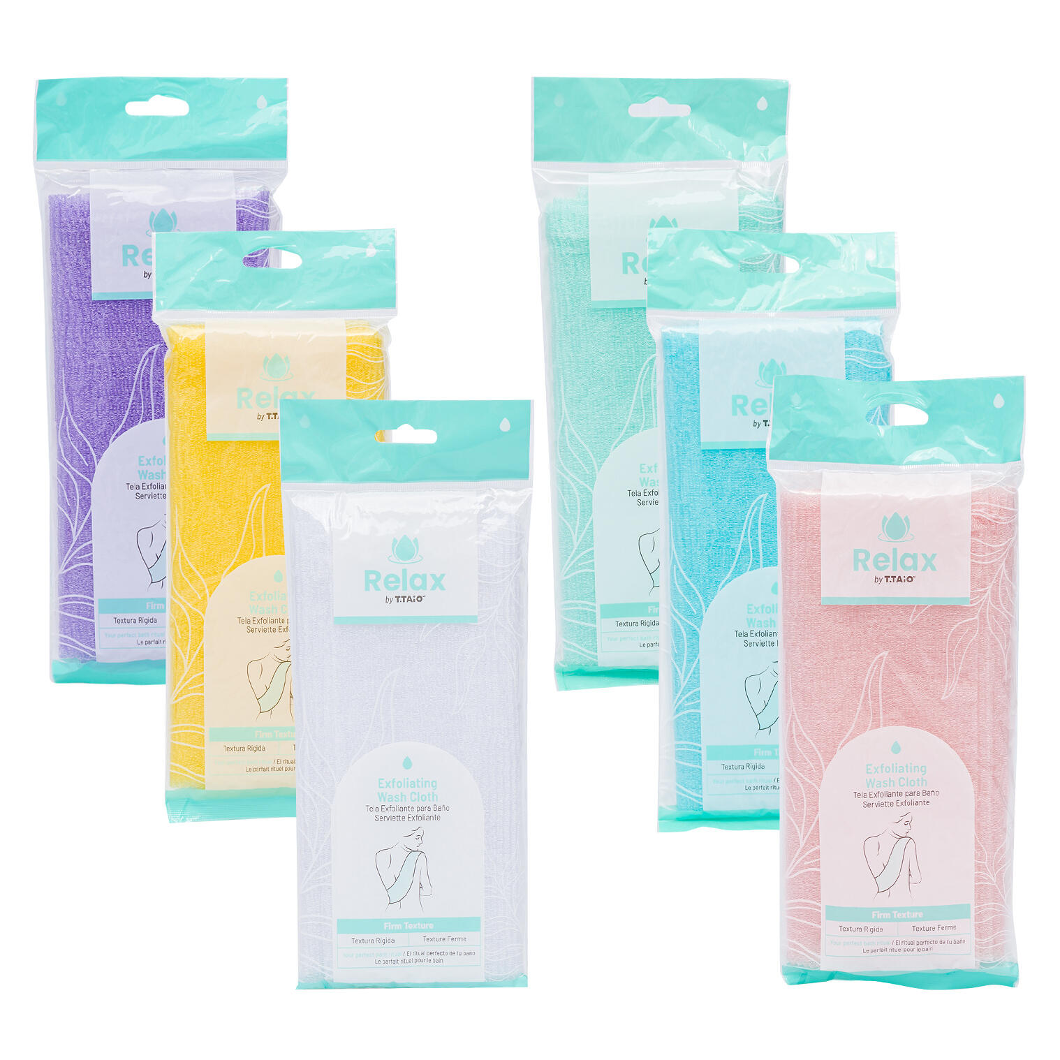 Relax Exfoliating Wash Cloth Firm Texture, Assorted Colors