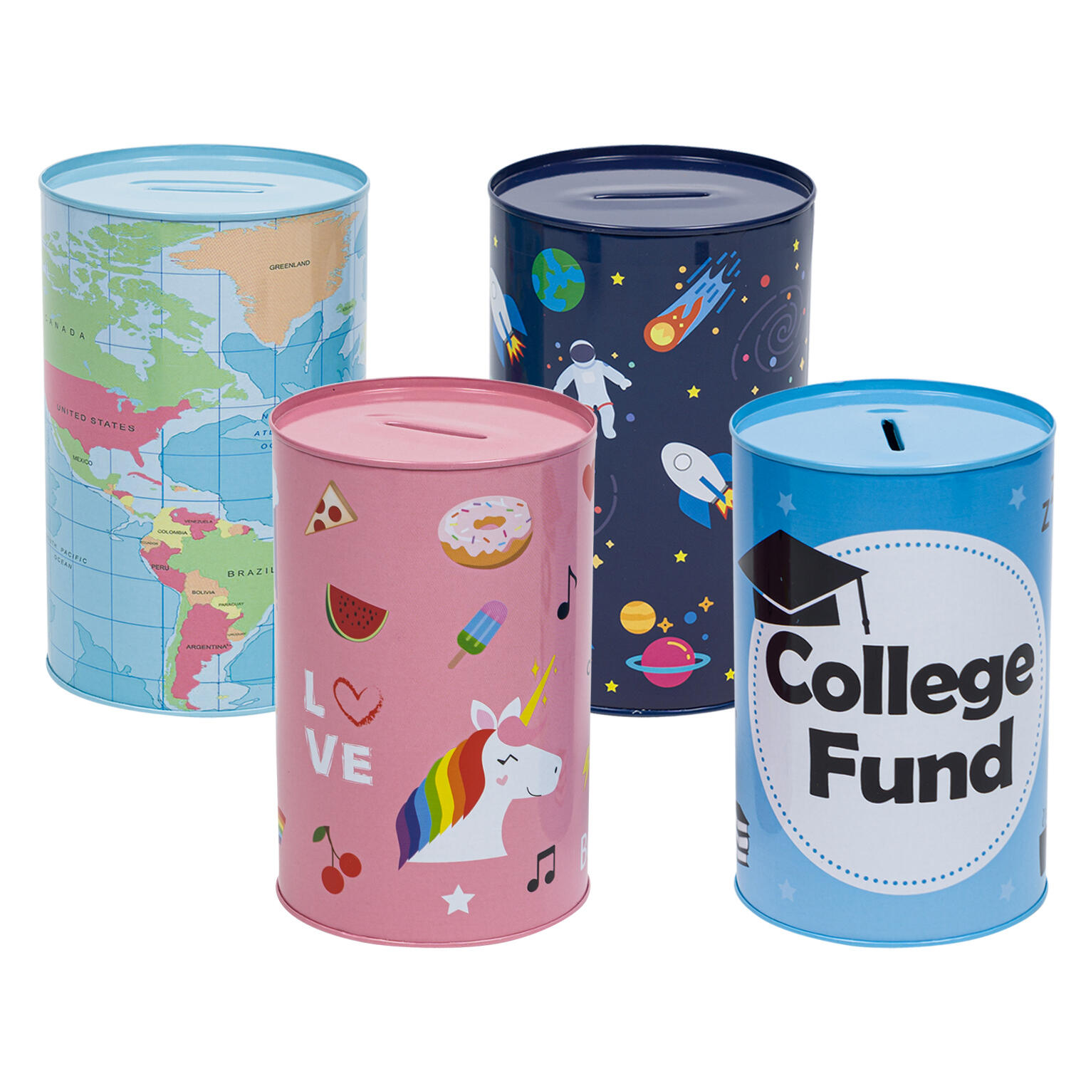 4" Savings Bank Tin- Assorted