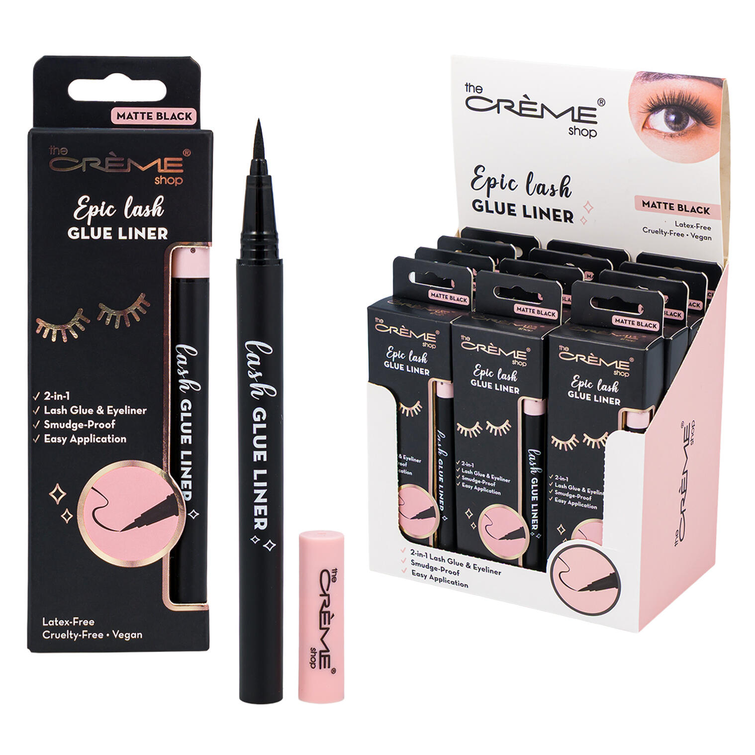 Crème Eyelash Glue & Liner - Matte Black