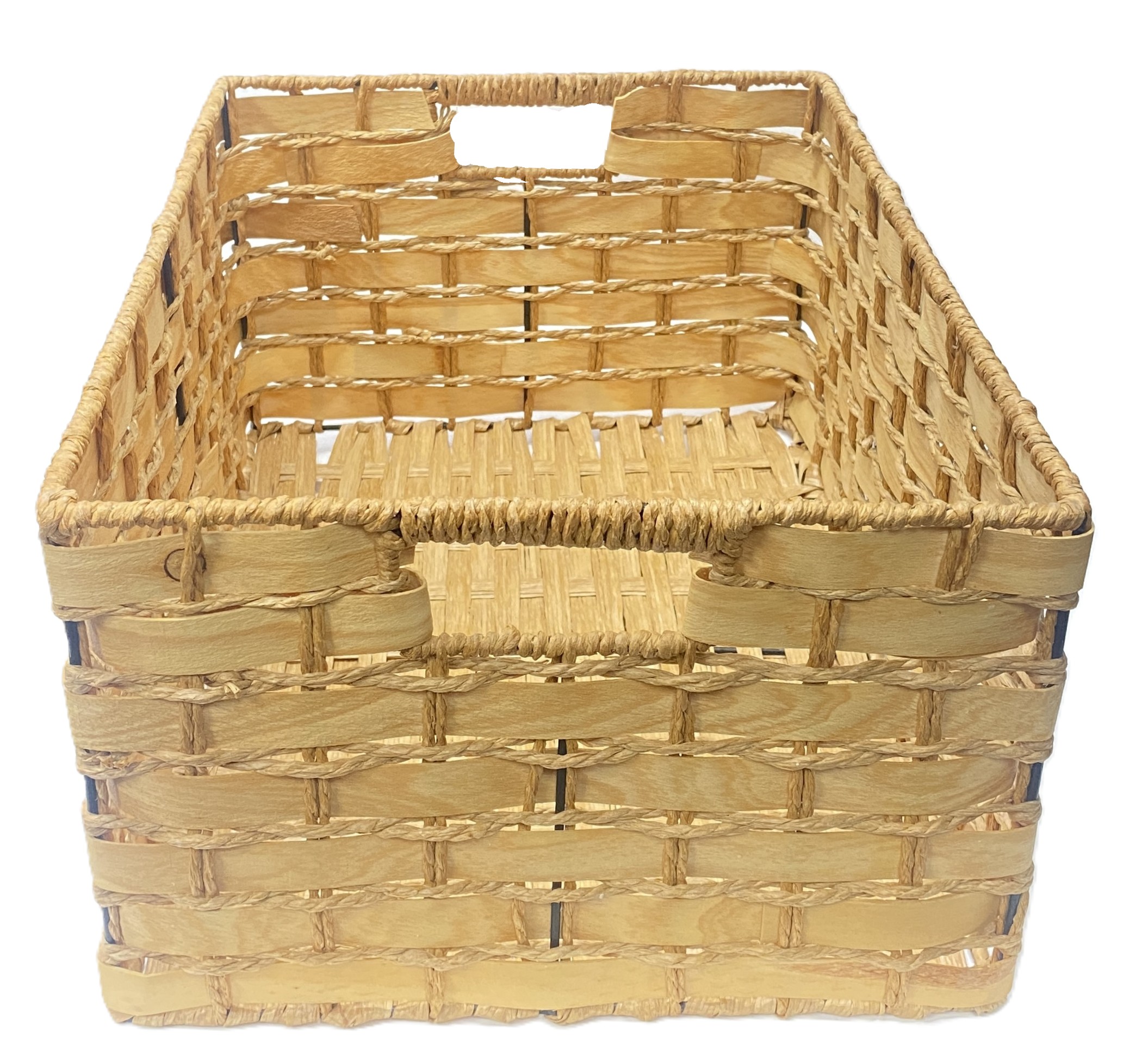 Straw Wooden Basket – Large (40.5 × 20 × 30 cm)