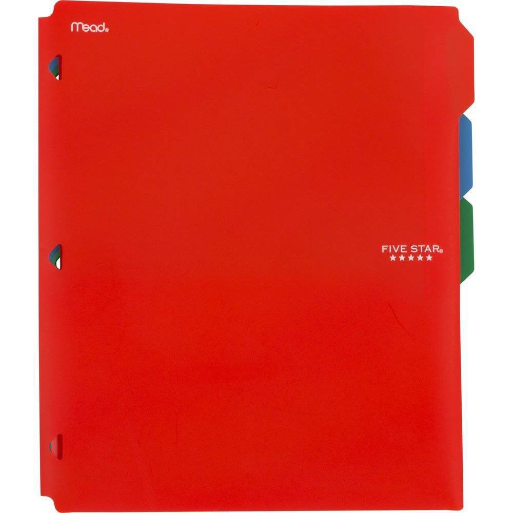 Five Star 3-Pack 2-Pocket File Dividers – Red
