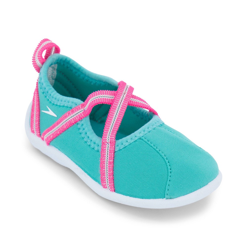 Speedo Toddler Girls Mary Jane Water Shoes - Turquoise/Pink - Size M(7-8)