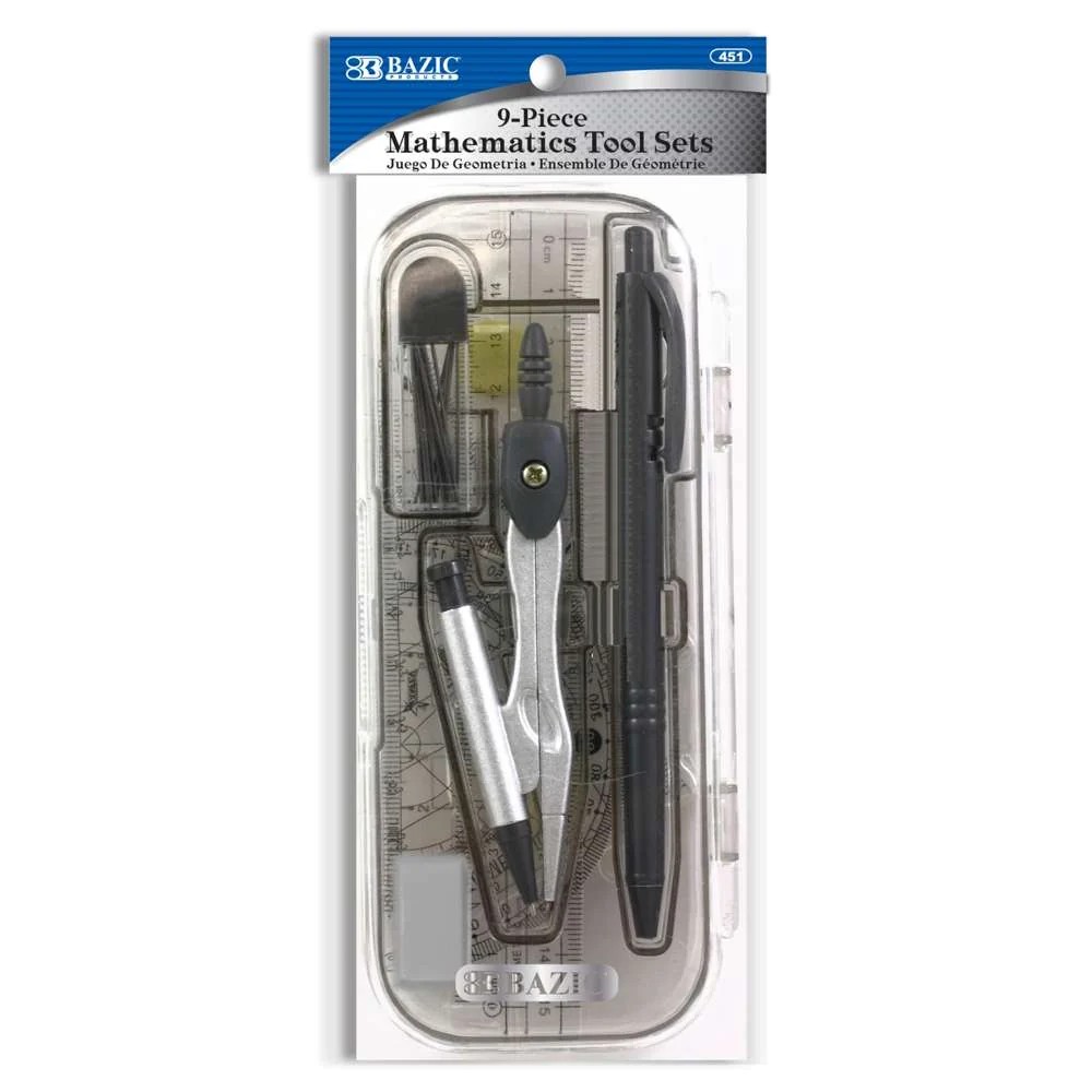 BAZIC 9 Pcs. Math Tool Sets Case