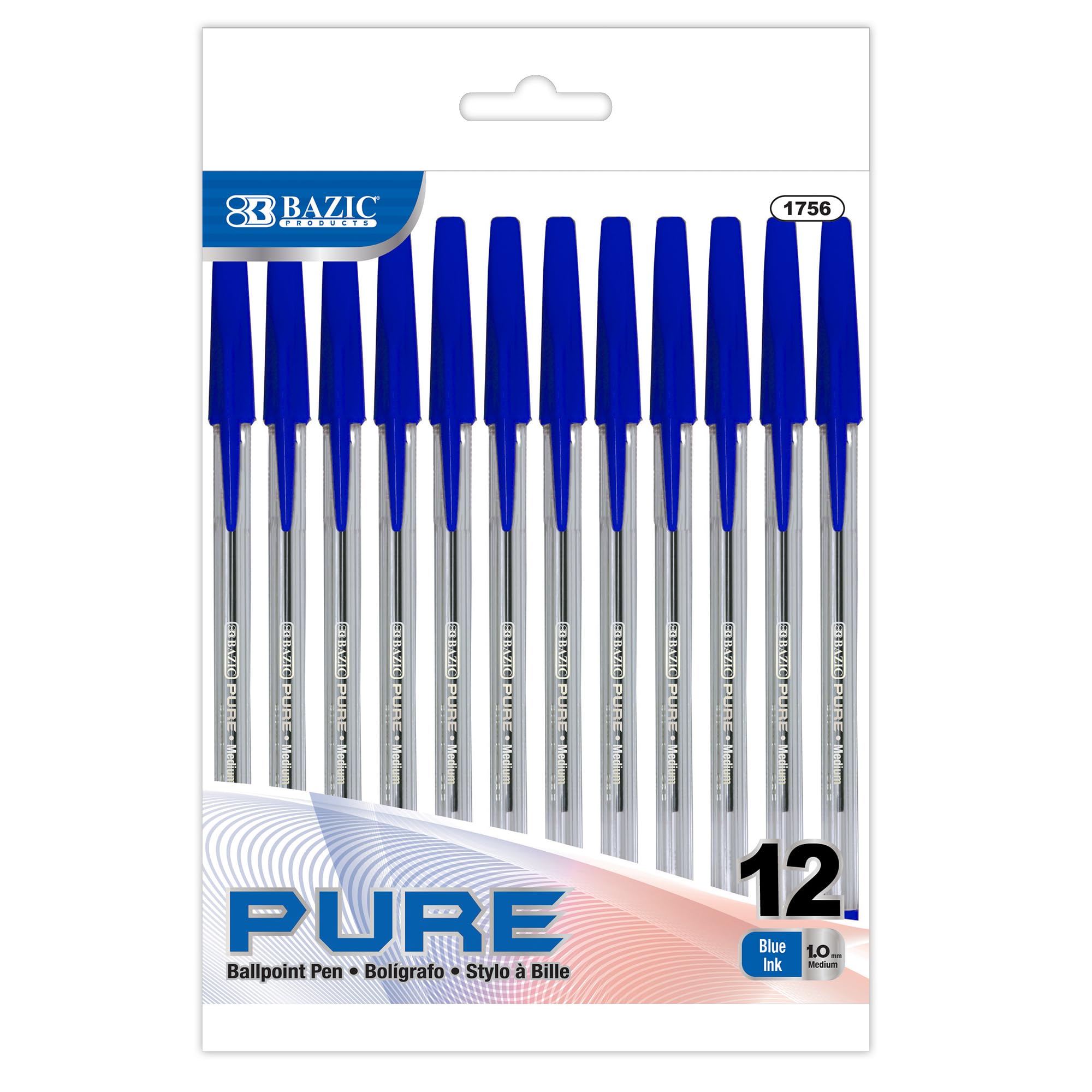 Bazic Pure Ballpoint Pen 12pk Blue