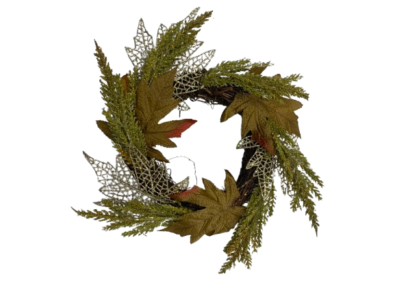 Wreath Harvest 12" Maple Leaves with Glitter 3 Assorted - Image 2
