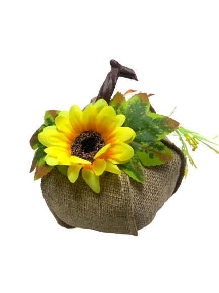 Pumpkin Burlap w/Floral Decor - Image 3