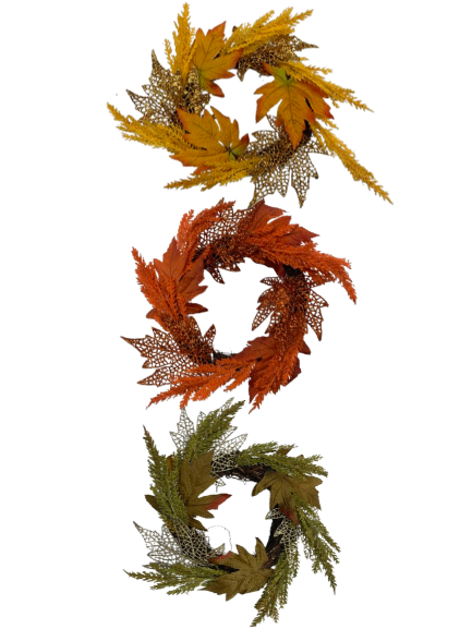 Wreath Harvest 12" Maple Leaves with Glitter 3 Assorted - Image 4